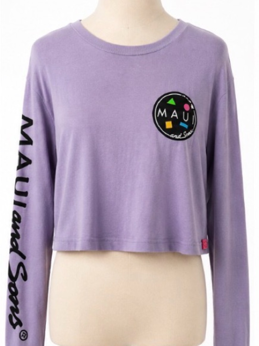 Maui and Sons Lavender Cropped Graphic Long Sleeve